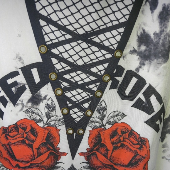 *Plus Size* Roses print tie dye top - Picture 5 of 7